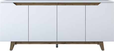 Buffet - GD102 - 4 portes - 180 x 79 x 45 cm - Blanc / Noyer