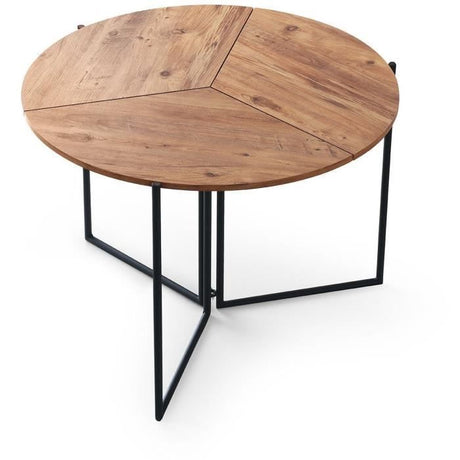 Table a manger pliable - YAPRAK - Pin Atlantique - Ronde - 4 personnes - 100 x 100 x 72 cm