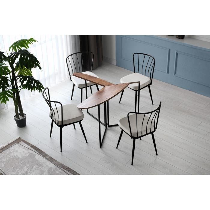 Table a manger pliable - YAPRAK - Pin Atlantique - Ronde - 4 personnes - 100 x 100 x 72 cm