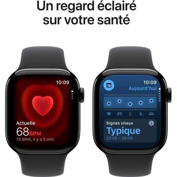 Apple Watch Series 11 GPS - 42mm - Boîtier Jet Black Aluminium  - Bracelet Black Sport Band - M/L