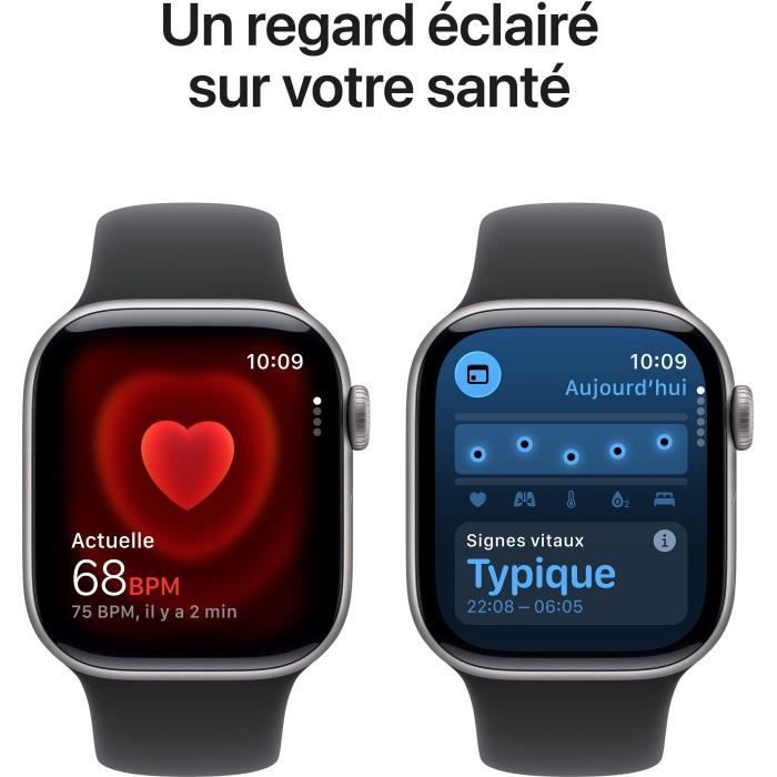 Apple Watch Series 11 GPS - 42mm - Boîtier Space Grey Aluminium  - Bracelet Black Sport Band - S/M