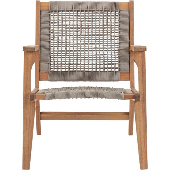 Fauteuil de jardin bas - MERIDA - Bois d'Acacia FSC - Corde tressée - 60 x 76 x 73 cm - Vert Kaki