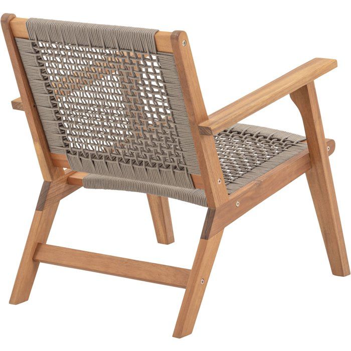 Fauteuil de jardin bas - MERIDA - Bois d'Acacia FSC - Corde tressée - 60 x 76 x 73 cm - Vert Kaki