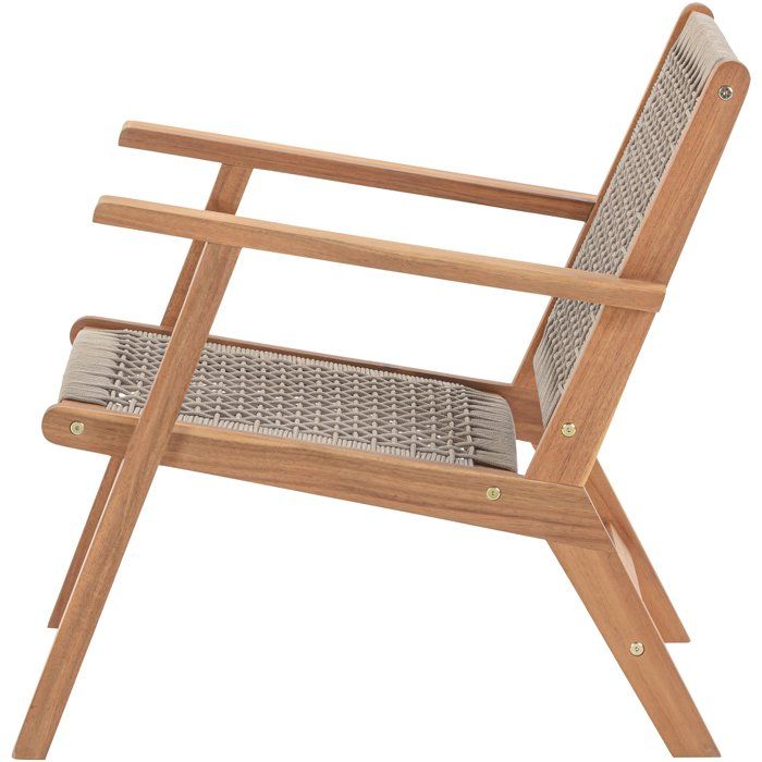 Fauteuil de jardin bas - MERIDA - Bois d'Acacia FSC - Corde tressée - 60 x 76 x 73 cm - Vert Kaki