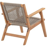 Fauteuil de jardin bas - MERIDA - Bois d'Acacia FSC - Corde tressée - 60 x 76 x 73 cm - Vert Kaki