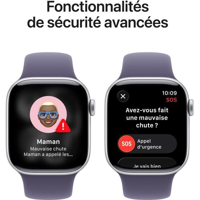 Apple Watch Series 11 GPS - 42mm - Boîtier Silver Aluminium  - Bracelet Purple Fog Sport Band - M/L