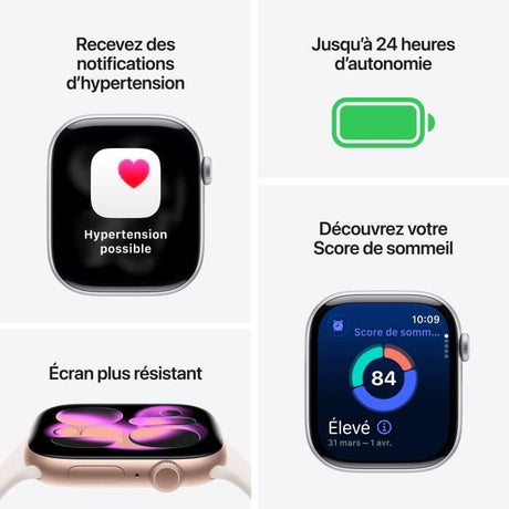 Apple Watch Series 11 GPS - 46mm - Boîtier Space Grey Aluminium  - Bracelet Black Sport Band - S/M