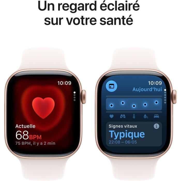 Apple Watch Series 11 GPS - 46mm - Boîtier Rose Gold Aluminium  - Bracelet Light Blush Sport Band - M/L