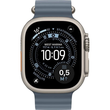 Apple Watch Ultra 3 GPS + Cellular - 49mm - Boîtier Natural Titanium  - Bracelet Anchor Blue OceanBand