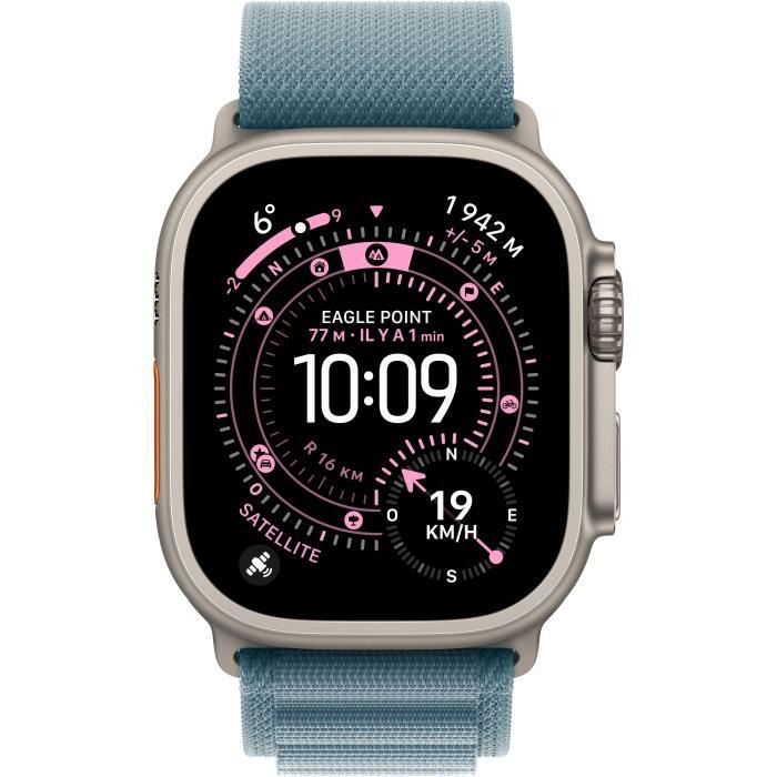 Apple Watch Ultra 3 GPS + Cellular - 49mm - Boîtier Natural Titanium  - Bracelet Light Blue Alpine Loop - Small