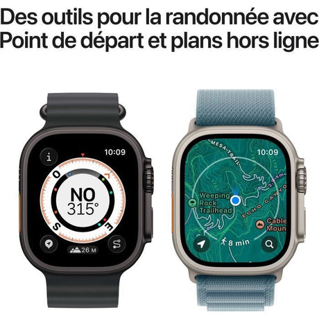 Apple Watch Ultra 3 GPS + Cellular - 49mm - Boîtier Natural Titanium  - Bracelet Blue/Bright Blue Trail Loop - S/M