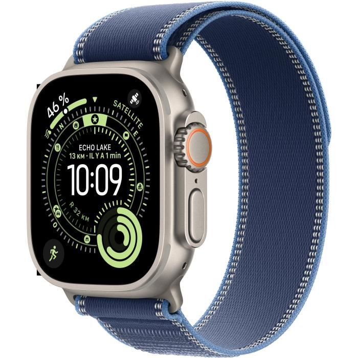 Apple Watch Ultra 3 GPS + Cellular - 49mm - Boîtier Natural Titanium  - Bracelet Blue/Bright Blue Trail Loop - S/M