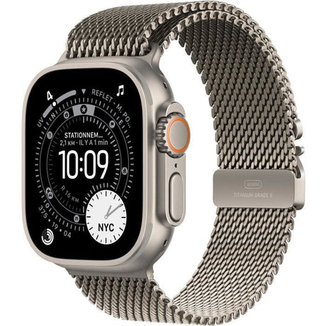 Apple Watch Ultra 3 GPS + Cellular - 49mm - Boîtier Natural Titanium  - Bracelet Natural Titanium Milanese Loop - Small