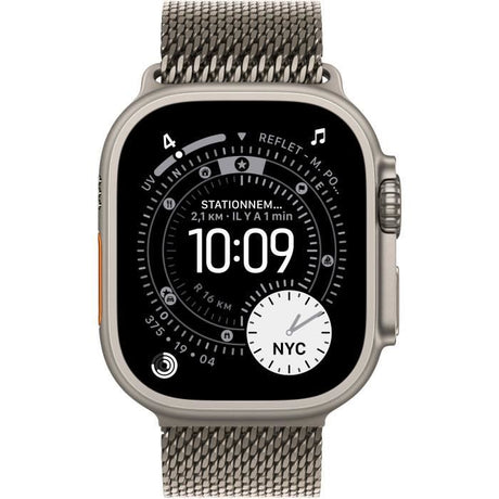 Apple Watch Ultra 3 GPS + Cellular - 49mm - Boîtier Natural Titanium  - Bracelet Natural Titanium Milanese Loop - Medium