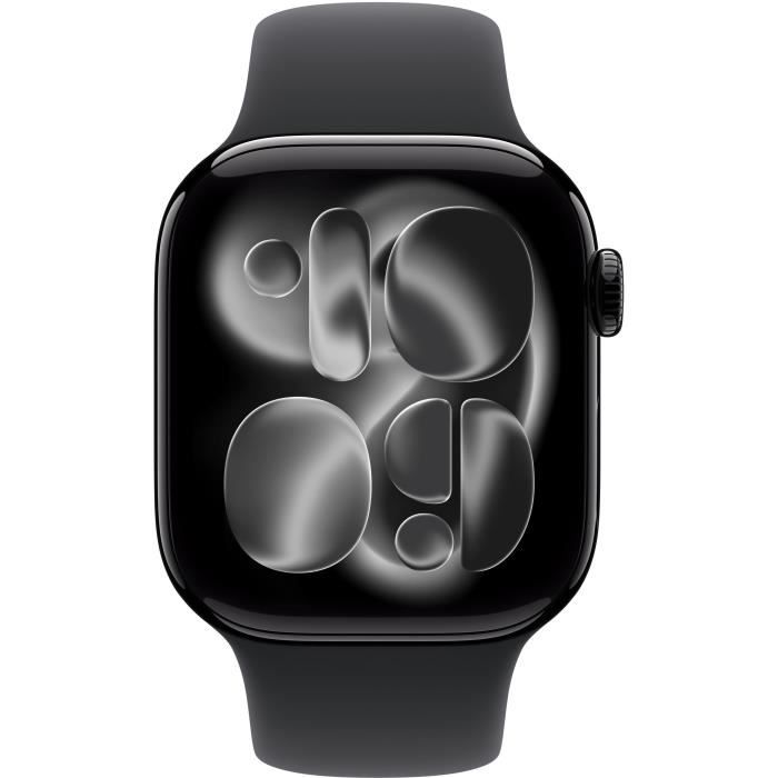 Apple Watch Series 11 GPS + Cellular - 42mm - Boîtier Jet Black Aluminium  - Bracelet Black Sport Band - S/M