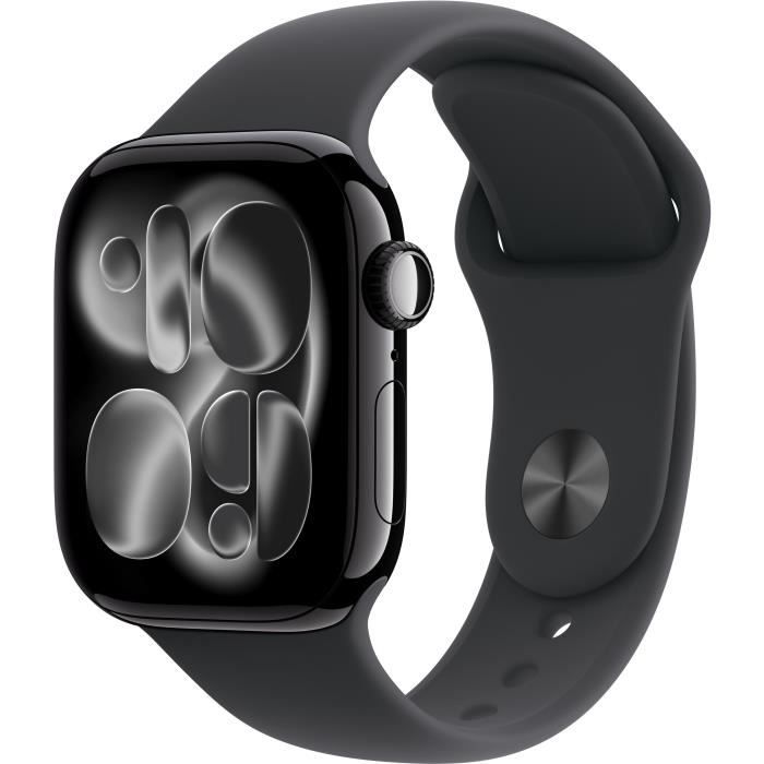 Apple Watch Series 11 GPS + Cellular - 42mm - Boîtier Jet Black Aluminium  - Bracelet Black Sport Band - M/L