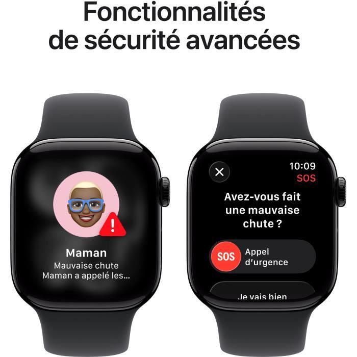 Apple Watch Series 11 GPS + Cellular - 42mm - Boîtier Jet Black Aluminium  - Bracelet Black Sport Band - M/L