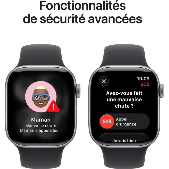 Apple Watch Series 11 GPS + Cellular - 42mm - Boîtier Space Grey Aluminium  - Bracelet Black Sport Band - S/M