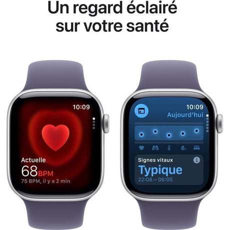 Apple Watch Series 11 GPS + Cellular - 42mm - Boîtier Silver Aluminium  - Bracelet Purple Fog Sport Band - S/M