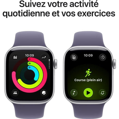 Apple Watch Series 11 GPS + Cellular - 42mm - Boîtier Silver Aluminium  - Bracelet Purple Fog Sport Band - S/M