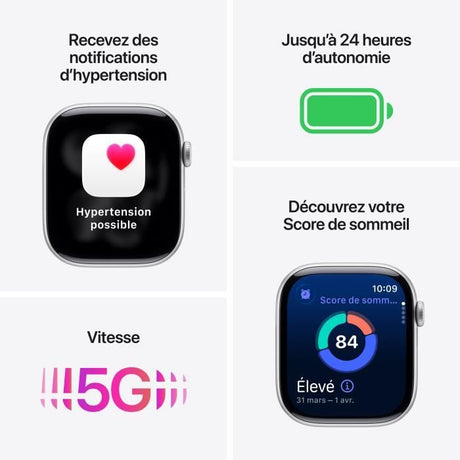 Apple Watch Series 11 GPS + Cellular - 42mm - Boîtier Silver Aluminium  - Bracelet Purple Fog Sport Band - S/M