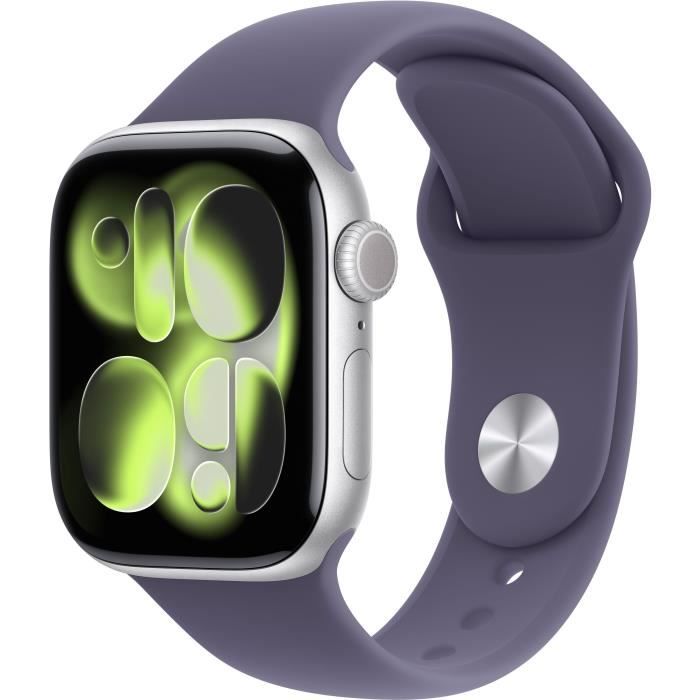 Apple Watch Series 11 GPS + Cellular - 42mm - Boîtier Silver Aluminium  - Bracelet Purple Fog Sport Band - S/M