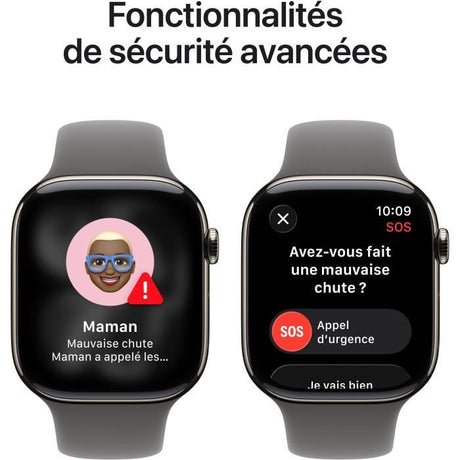 Apple Watch Series 11 GPS + Cellular - 42mm - Boîtier Natural Titanium  - Bracelet Stone Grey Sport Band - S/M