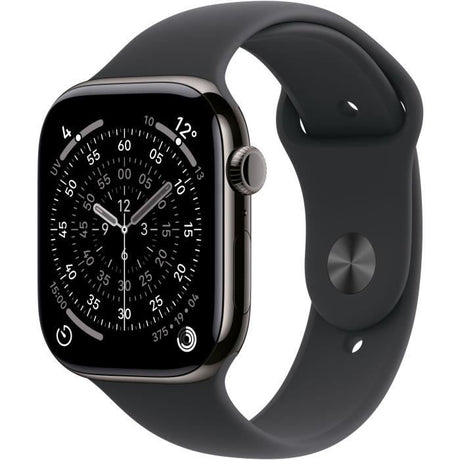 Apple Watch Series 11†GPS + Cellular - 42mm†- BoÓtier Slate Titanium  - Bracelet Black Sport Band - M/L