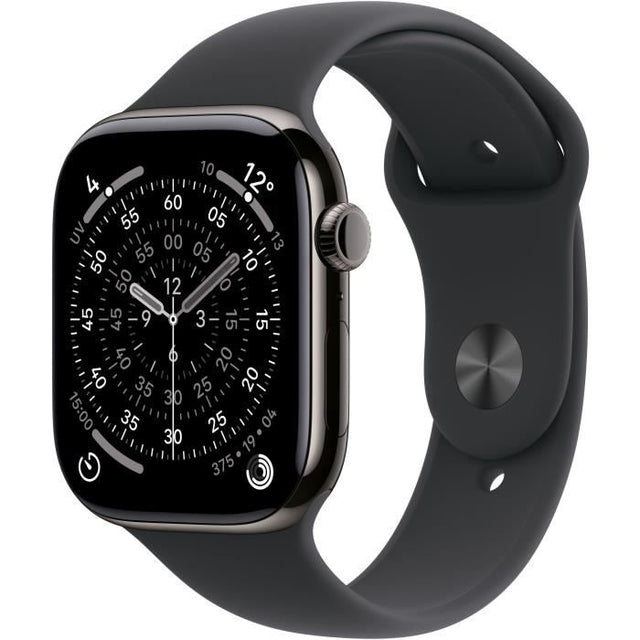 Apple Watch Series 11†GPS + Cellular - 42mm†- BoÓtier Slate Titanium  - Bracelet Black Sport Band - M/L
