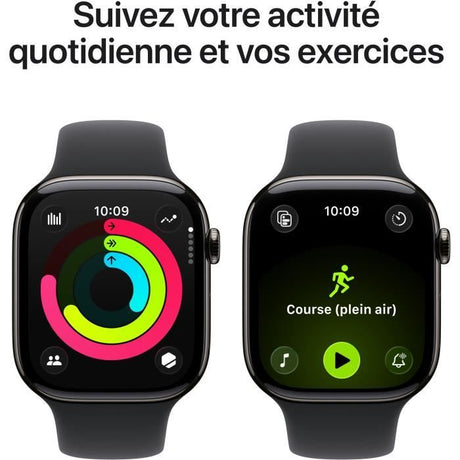 Apple Watch Series 11†GPS + Cellular - 42mm†- BoÓtier Slate Titanium  - Bracelet Black Sport Band - M/L