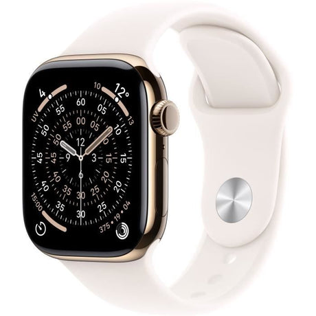 Apple Watch Series 11 GPS + Cellular - 42mm - Boîtier Gold Titanium  - Bracelet Light Blush Sport Band - S/M