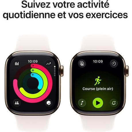 Apple Watch Series 11 GPS + Cellular - 42mm - Boîtier Gold Titanium  - Bracelet Light Blush Sport Band - S/M