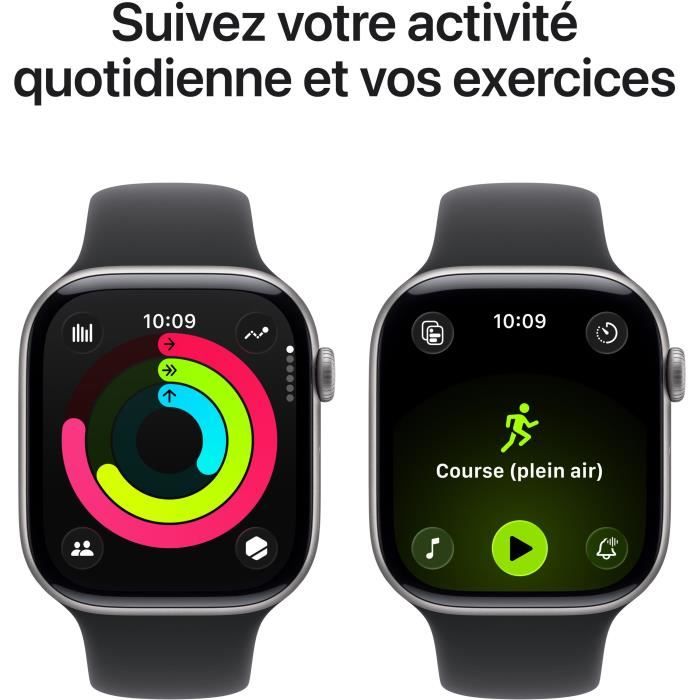 Apple Watch Series 11 GPS + Cellular - 46mm - Boîtier Space Grey Aluminium  - Bracelet Black Sport Band - S/M