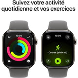 Apple Watch Series 11 GPS + Cellular - 46mm - Boîtier Natural Titanium  - Bracelet Stone Grey Sport Band - S/M