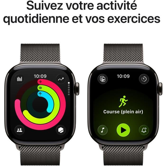 Apple Watch Series 11 GPS + Cellular - 46mm - Boîtier Slate Titanium  - Bracelet Slate Milanese Loop - M/L