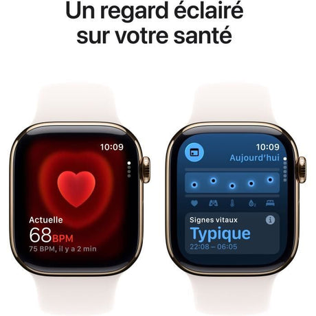 Apple Watch Series 11 GPS + Cellular - 46mm - Boîtier Gold Titanium  - Bracelet Light Blush Sport Band - S/M