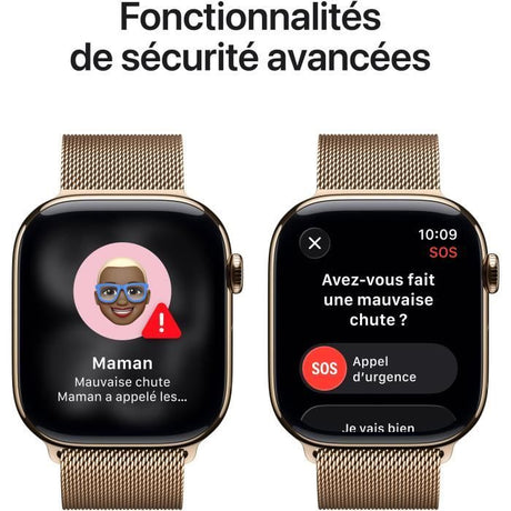 Apple Watch Series 11 GPS + Cellular - 46mm - Boîtier Gold Titanium  - Bracelet Gold Milanese Loop - S/M