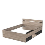 DEMEYERE Michigan Lit adulte 140x190 cm - 2 tiroirs et 1 niche - Industriel - Certifié PEFC 100% - Décor chene brossé et noir