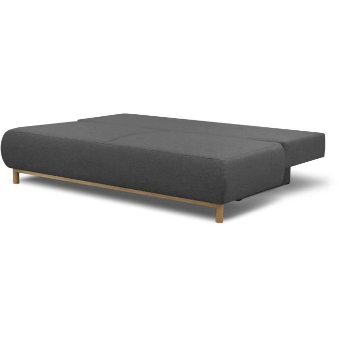 Canapé convertible - 3 places - MIKA - Tissu gris - Coffre de rangement - L 192 x H 84 x P 93 cm