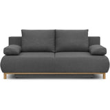 Canapé convertible - 3 places - MIKA - Tissu gris - Coffre de rangement - L 192 x H 84 x P 93 cm