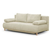 Canapé convertible - 3 places - MIKA - Velours côtelé beige - Coffre de rangement - L 192 x H 84 x P 93 cm