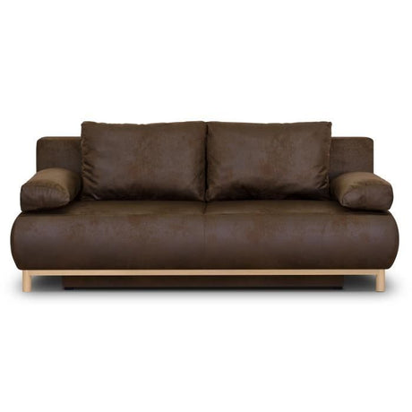 Canapé convertible - 3 places - MIKA - Tissu vintage simili cuir - Coffre de rangement - 192 x 84 x 93 cm