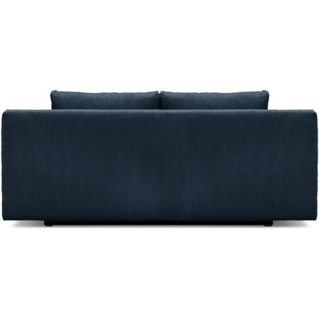 Canapé convertible - 3 places - MIKA - Velours côtelé bleu foncé - Coffre de rangement - L 192 x H 84 x P 93 cm