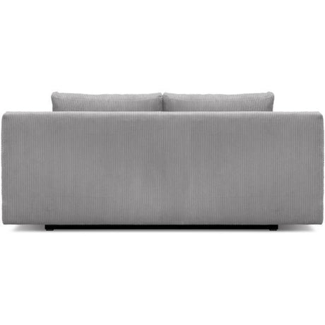 Canapé convertible - 3 places - MIKA - Velours côtelé gris clair - Coffre de rangement - L 192 x H 84 x P 93 cm
