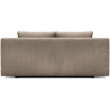 Canapé convertible - 3 places - MIKA - Velours côtelé taupe - Avec coffre de rangement - 192 x 93 x 84 cm