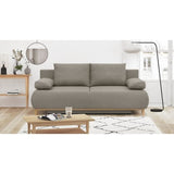 Canapé convertible - 3 places - MIKA - Tissu beige - Coffre de rangement - L 192 x H 84 x P 93 cm