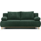 Canapé convertible - 3 places - MIKA - Velours côtelé vert foret - Coffre de rangement - L 192 x H 84 x P 93 cm