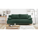 Canapé convertible - 3 places - MIKA - Velours côtelé vert foret - Coffre de rangement - L 192 x H 84 x P 93 cm
