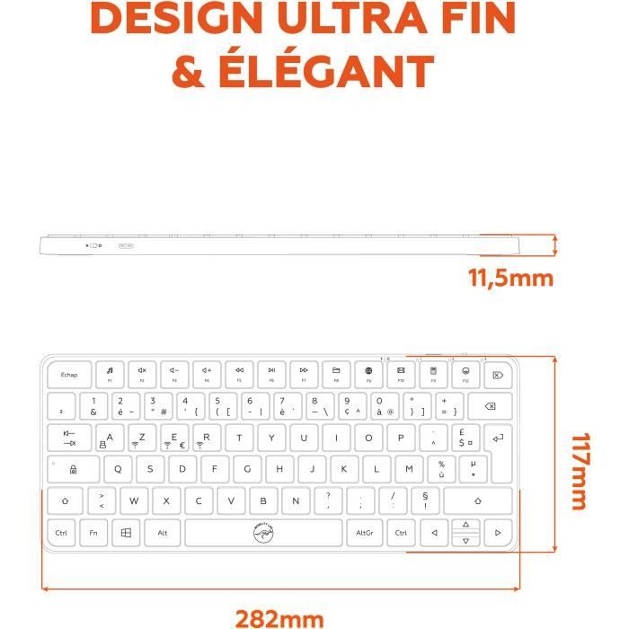 Clavier - Touches plates - MOBILITY LAB - KP430W - Mini - AZERTY - Sans rétroéclairage