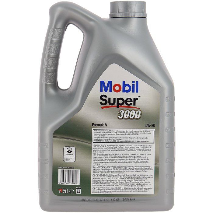 Huile moteur 5W-30 Synthétique - MOBIL - Super 3000 - Formula-V -bidon 5L -  haute performance